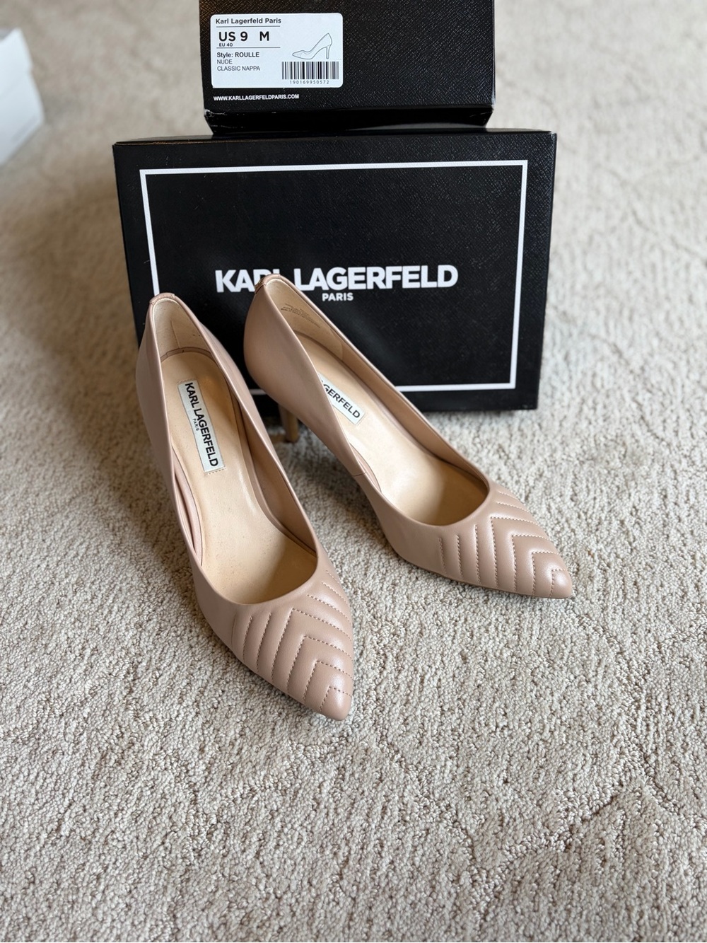 Karl Lagerfeld Blush Quilted Pointed-Toe Pumps